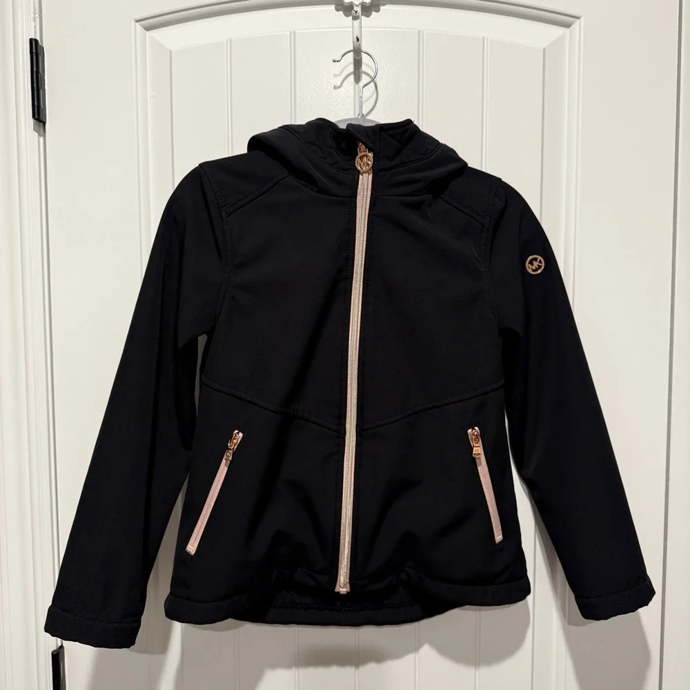 MICHAEL Michael Kors Girl Black Coat with Fur Lining